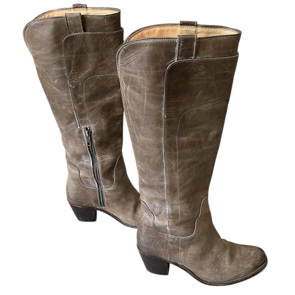 Frye Shoes - Fyre Tall Leather Jackie Riding Boots Zipper Tan Beige Womens 7.5 Fall Autumn